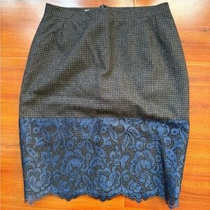 KITON cashmere silk lace pencil skirt small 42 (?) grey charcoal navy